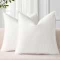 decorUhome Fall Cream White Linen Throw Pillow Covers 22x22 Set of 2 by decorUhome