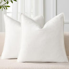 decorUhome Fall Cream White Linen Throw Pillow Covers 22x22 Set of 2 by decorUhome