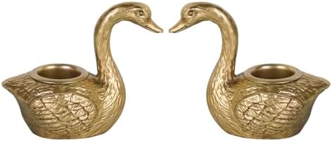NIKKY HOME Gold Taper Candle Holders Set of 2, Elegant Swan Table Decor by NIKKYHOME