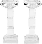 Kitcom Crystal Candlestick Holders for Home Decor Pack of 2, Crystal Pillar/Taper Candle Holder Table Centerpieces for Party and Wedding Decoration(8.6inch Tall), Clear by kitComhomekitchen