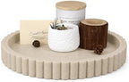 Round Decorative Tray for Coffee Table Decor, Circle Tray Decor 11" Beige by LINCHUAN
