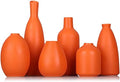 Orange Ceramic Bud Vases Set of 6, Farmhouse Decor, Fireplace Decor, Mantle & Shelf Decor, Home Decoration for Living Room, Entrance, Bathroom, Kitchen & Office, Coffee Table Decor, Bud vases in Bulk by QIANLING