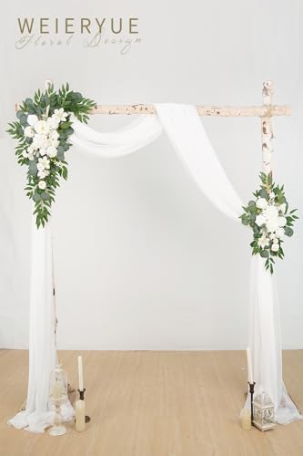 Artificial Wedding Arch Flowers Kit(Pack of 3),2Pcs Artificial Flower Arch Decor,1Pcs Sheer Drape for Wedding Ceremony Arbor for WeddingCeremony (Fairy White) - Image 2
