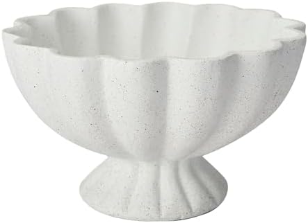 Pedestal Decorative Bowl Home Decor, 8" Footed Ruffle Fruit Bowl by KEWOOL