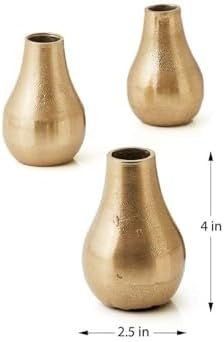 Serene Spaces Living Set of 4 Gold Floral Pear Bud Vase, Stylish Flower Vases for Centerpieces at Weddings, Party Tables, Dining or Coffee Table, Thanksgiving, Fall Decor, 4" Tall & 2.5" Diameter - Image 4