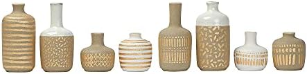 Main + Mesa Stoneware Vases with Gold Pattern, Set of 8 by MainMesa