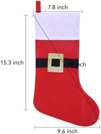 24 Pack Felt Christmas Stockings with Buckle, 19 Inches Red and White Christmas Stockings Hanging Ornaments, White Cuff with Buckle Christmas Stocking for Family Christmas Holiday Decorations - Image 2