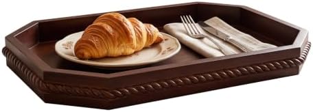 Decorative Tray with Pattern Farmhouse Wooden Serving Tray by KEQAMHOMEDECOR