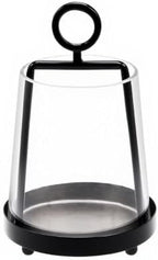 6" Wide Modern Farmhouse Metal Hurricane Candle Holder with Handmade Sturdy Glass Sleeve in Black for Pillar Candle & Plants, Glass Hurricane Lantern, Industrial, Minimalistic by Unknown