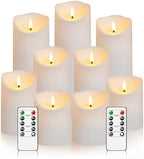 Nimiko Flameless Candles with Remote, Battery Operated Flickering Flameless Candles, LED Candles with Timer 2/4/6/8H, with Realistic LED Candles Set of 9 (D3 x H 3" 4" 5" 6" 7") (White) by Nimiko