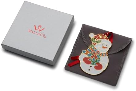 Wallace Wonders of Christmas Gold-Plated Enamel Ornament 2025-16th Edition Annual Collectible Series - Snowman Holiday Motif with Gift Box and Velvet Pouch - Image 4