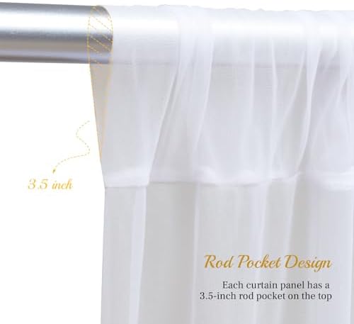 10x8ft White Backdrop Curtain with Lights String for Parites, Sheer Photo Backdrop Tulle Curtains for Wedding Baby Shower Birthday Party Photo Shoot Decorations - Image 5