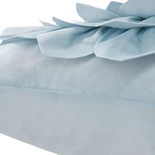 OiseauVoler 3D Flower Throw Pillow Covers Decorative Cushion Cases Soft Velvet Pillowcases Home Couch Car Bed Room Decor 18 x 18 Inch Blue - Image 5