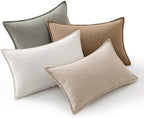 MIULEE Neutral Boho Linen Decorative Pillow Covers 12x20 Inch Pack of 4 by MIULEE