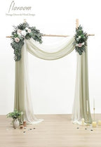Floroom Arch Flowers with Drapes Kit (Pack of 4) - 2pcs Artificial Emerald & Sage Green Floral Swag Arrangement with 2pcs Draping Fabric for Wedding Ceremony Arbor and Reception Backdrop Decoration - Image 2