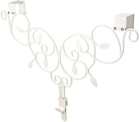 Front Door Wreath Hanger, Adjustable Hook Length Ivy Design, White - Image 3