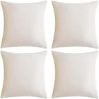 GIGIZAZA Velvet Ivory Throw Pillow Covers Decorative Cushion Covers Cream Pillow Cases Sham for Sofa Couch (18x18inch(45x45cm)-4pcs, Ivory) by GIGIZAZAFocusingonhomedecoration