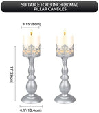 Candle Holders for Pillar Candles Gothic Matte Pearl Silver Tall Candle Holders Set of 2 Decorative Large Table Centerpieces Candle Stand Decor (Pearl Silver 2PCS A) - Image 3
