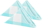 Buffalo Plaid Table Napkins Set of 50 Checkered Cloth Napkins 17x17 inch Washable Dinner Gingham Pattern Napkins Soft Napkins for Wedding Party Dining Banquet(Aqua and White) by Cupuamon
