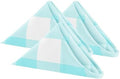 Cupuamon Buffalo Plaid Table Napkins Set of 100, 17x17 inch, Aqua and White, Polycotton Blend, Plaid Pattern by Cupuamon