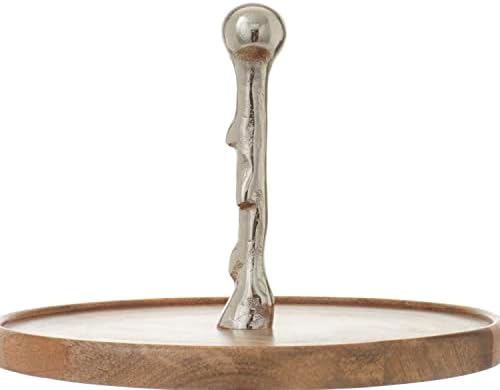 Deco 79 Mango Wood Tiered Server with Aluminum Accents, 14" x 14" x 18", Brown - Image 4
