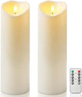 Homemory 4"x12" Outdoor Waterproof Flameless Candles with Timers and Remote Control, Battery Operated Candles, LED Plastic Candles, Ivory White, Set of 2 by Homemory