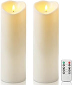 Homemory 4"x12" Outdoor Waterproof Flameless Candles with Timers and Remote Control, Battery Operated Candles, LED Plastic Candles, Ivory White, Set of 2 by Homemory