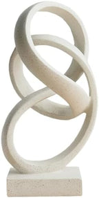 10" Modern Abstract Ribbon Decorative Sculpture, Knot Sculptures,Home Decor,Coffee Table Statues,Dining Living Room Desk Decor（White） by LAIKEARTS