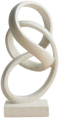 10" Modern Abstract Ribbon Decorative Sculpture, Knot Sculptures,Home Decor,Coffee Table Statues,Dining Living Room Desk Decor（White） by LAIKEARTS
