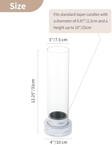 NUPTIO Hurricane Taper Candle Holders with Wax Catchers, Dripless, Set of 2 - Image 5