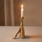 Kick Gold Leg Candle Holder, Golden, Single Metal Taper Candlestick - Image 2