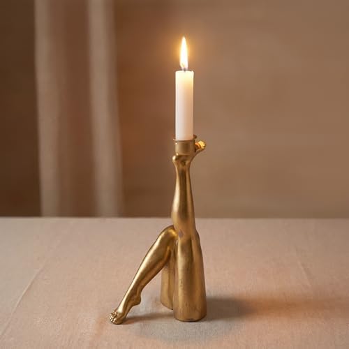 Kick Gold Leg Candle Holder, Golden, Single Metal Taper Candlestick - Image 2