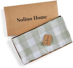 Solino Home 100% Pure Linen Table Runner, 14 x 90 in, Sage and White Check - Image 5
