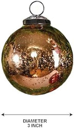 Serene Spaces Living Set of 6 Copper Bronze Mercury Glass Christmas Ball Ornament for Window Box, Decorative Ornaments for Holiday Décor, Measure 4" Tall and 3" Diameter - Image 2