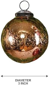 Serene Spaces Living Set of 6 Copper Bronze Mercury Glass Christmas Ball Ornament for Window Box, Decorative Ornaments for Holiday Décor, Measure 4" Tall and 3" Diameter - Image 2