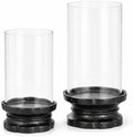 Set of 2 Black Cast Iron Hurricane Candle Holders Flower Base by saiguomi