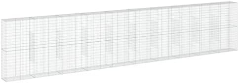 vidaXL Gabion Basket with Cover 393.7"x19.7"x78.7" Galvanized Iron by vidaXL