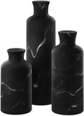 Creative Scents Black Marble Look 3pc Vase Set – Boho Vases for Decor, Modern Vases for Holding Pampas Grass, Dried/Fresh Flowers, Vases for Living Room - Kitchen, Bedroom, Office, Shelf Decor by CreativeScents