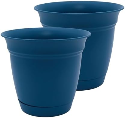 The HC Companies Eclipse Round Planter Pot, 16 Inch, Peacock, 2-Pack by TheHCCompanies