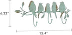 SOFFEE DESIGN Vintage Metal Wall Mounted Coat Rack with 3 Hooks, Birds on Tree Branch Hanger Key Holder Wall Organizer for Hats, Towels, Clothes, Scarves, Jewelry Wall Decoration - Green - Image 5