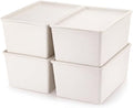 Menkxi 4 Pcs Storage Bins with Lids, Beige, Large by Menkxi