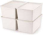 Menkxi 4 Pcs Storage Bins with Lids, Beige, Small by Menkxi