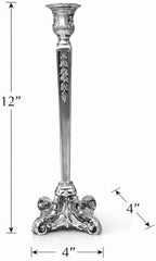 Pewter Candlestick Holder, 12 Inch Tall Single Taper Candle Holder, Ornate Decorative Metal Candle Stand with Embossed Floral Detail and 4 Inch Base for Tabletop Decor - Image 2