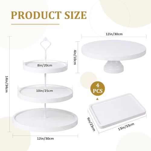 RattanView 7 Pcs Wooden Cupcake Stand Set with Cake Pedestal Trays,White - Image 2