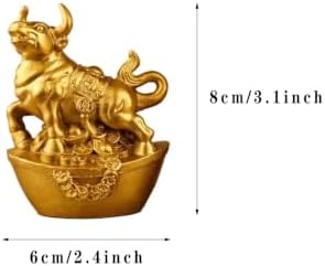 Brass Ox Statues Chinese Feng Shui Zodiac Statue Small Lucky Figurine Animal Sculpture Ornament for Home Office Decor (Ox) - Image 2