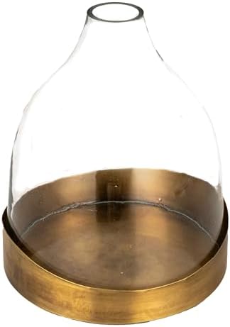Creative Co-Op Sophisticated Glass Cloche with Metal Tray, Clear and Antique Brass by Unknown