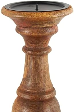 Deco 79 Mango Wood Candle Holders, Set of 3, 10", 8", 6"H, Brown - Image 4