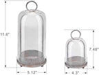 5" & 4" Wide Versatile Metal Candle Holder in Shabby White with Handmade Thick, Heavy & Sturdy Glass Dome for Pillar Candle, Industrial, Modern, Shelf, Mantel, Veranda, Porch - Image 2