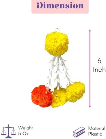 LOVENSPIRE Pack of 50 Marigold Tuberose Tassels Bulk 6 Inch Artificial Marigold Flowers Diwali Halloween Day of the Dead Decoration Home Décor Indian Wedding Eid Mehndi Decor (Orange Yellow) - Image 3