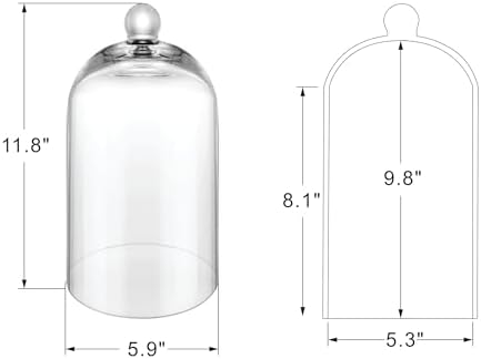 Handmade Glass Cloche, Thick & Sturdy, Dia 6"xH 12", For Terrarium, Plants, Trinkets, Cakes, Figurines, LED Light String, Candle. Cloche Glass Dome, Bell Jar Display Case (1, 6"x12") - Image 2